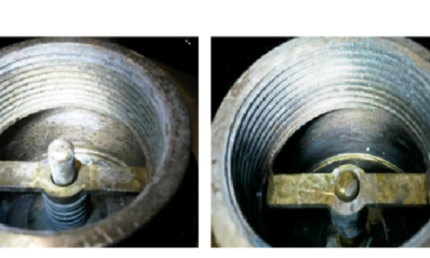 check valve before and after cleaning.