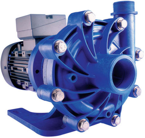 Centrifugal pumps in PVDF are used to handle nearboiling- point solvents with a very low suction hea